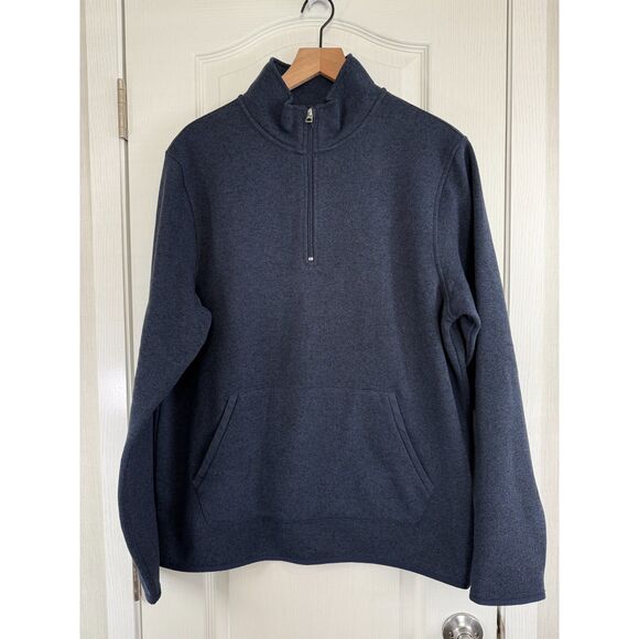 J Crew Mercantile Men's 1/4 Zip Sweater Fleece Pullover Jacket Navy Blue Size L - Picture 1 of 12